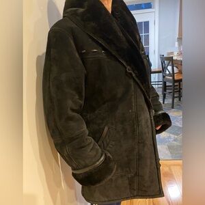 Black Suede Lined Coat Sz M